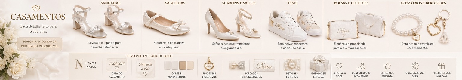 Casamentos Valdara - Sandálias, Sapatilhas, Scarpins, Tênis, Bolsas e Acessórios para Noivas